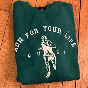 Quasi green Run crewneck sweatshirt medium